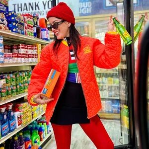 Vibrant Orange Quilted Jacket - NWT - Nooworks